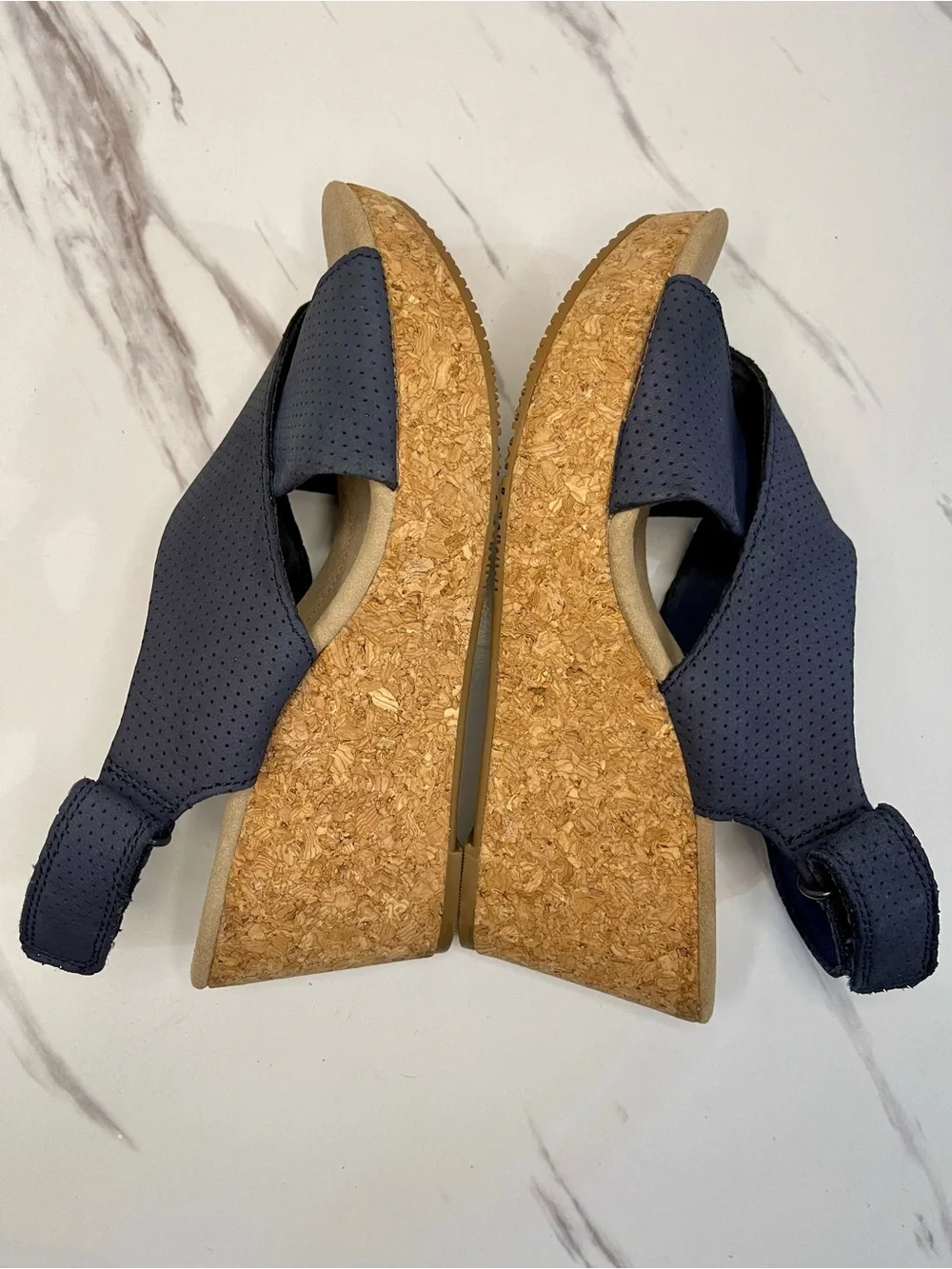 Clarks annadel bari platform, Navy nubuck 8M Cork Wedge Slingback Sandal
